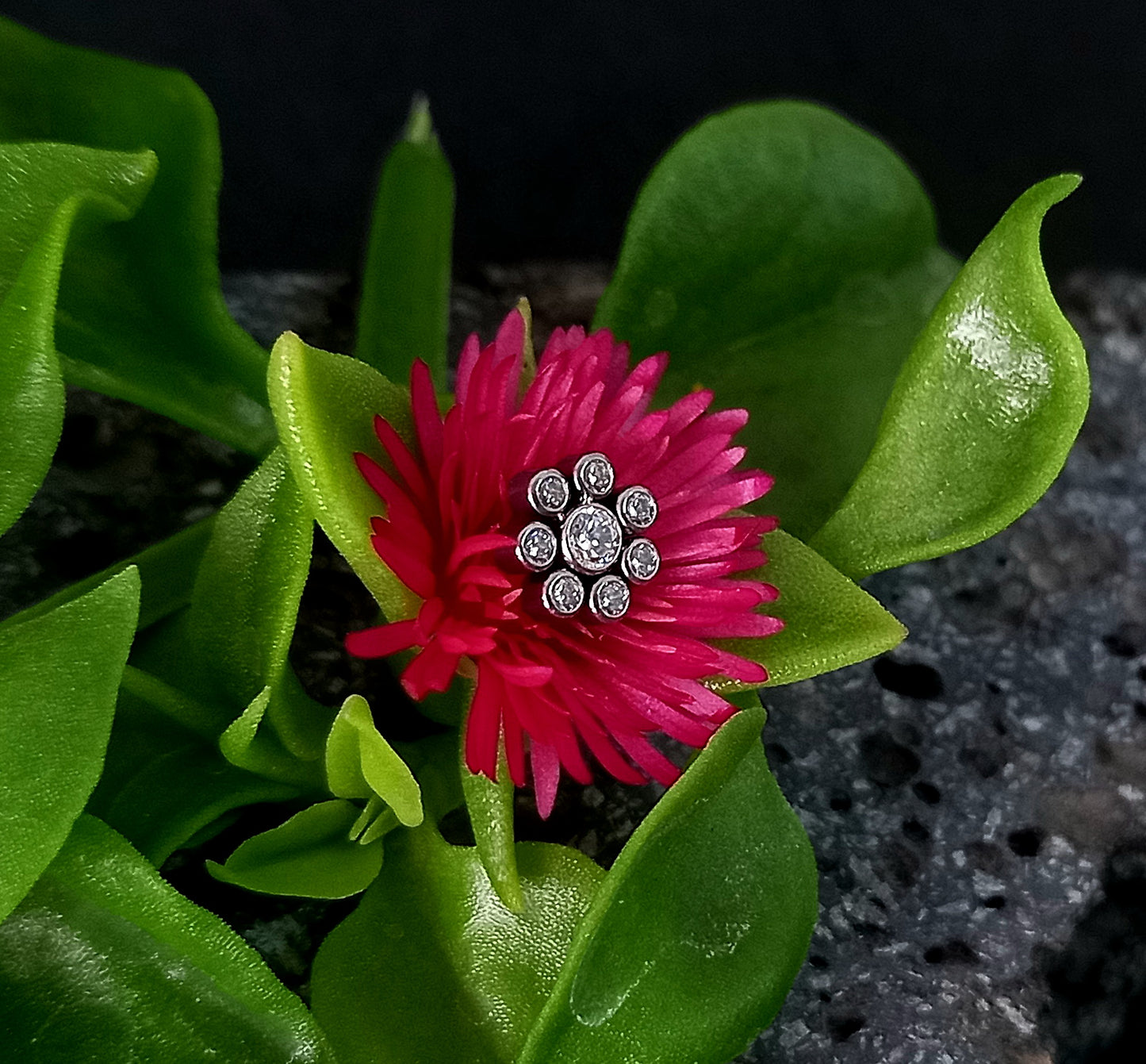 Titanio grado implante. Flor 7 brillos