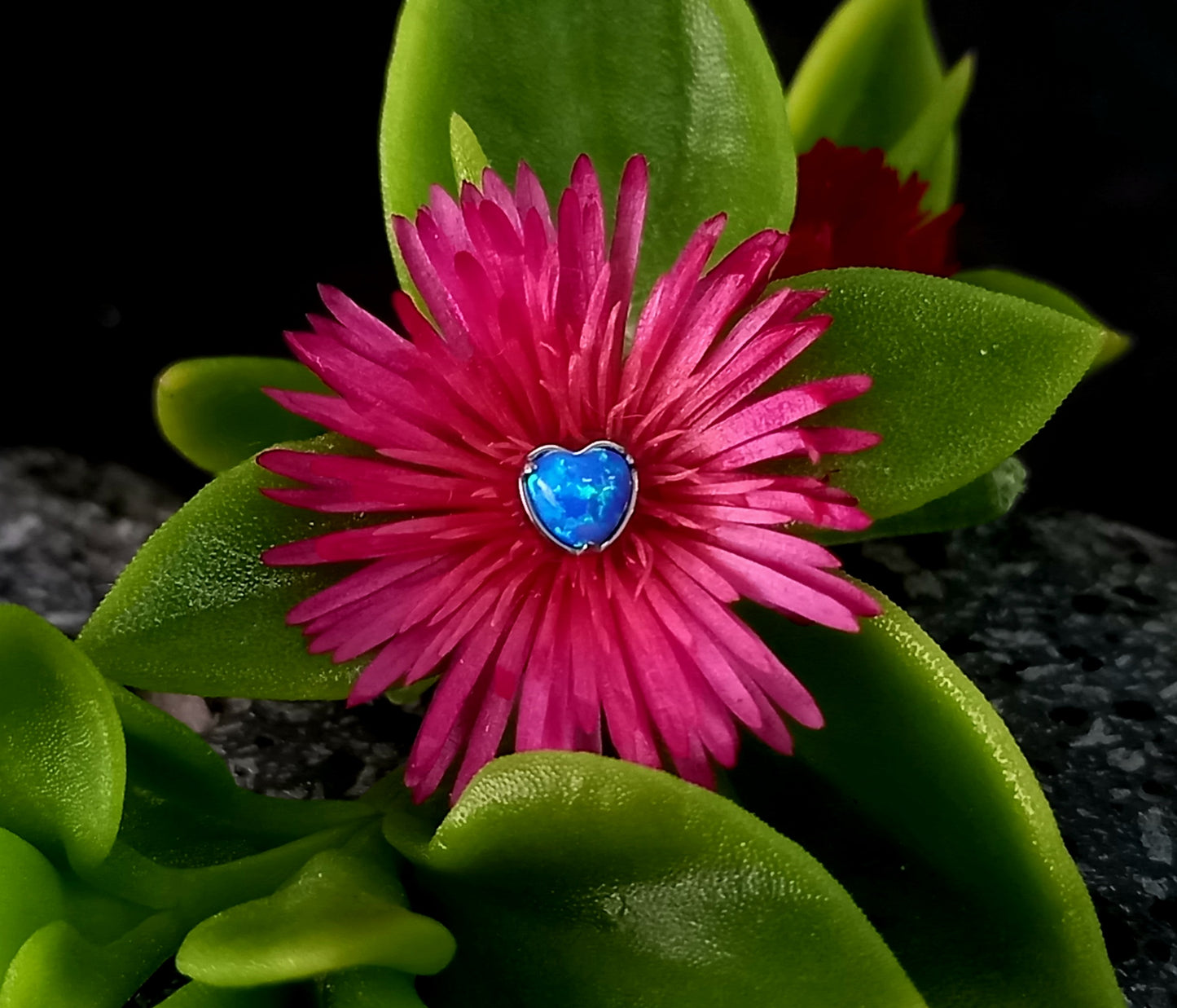 Titanio grado implante. Corazón ópalo colores