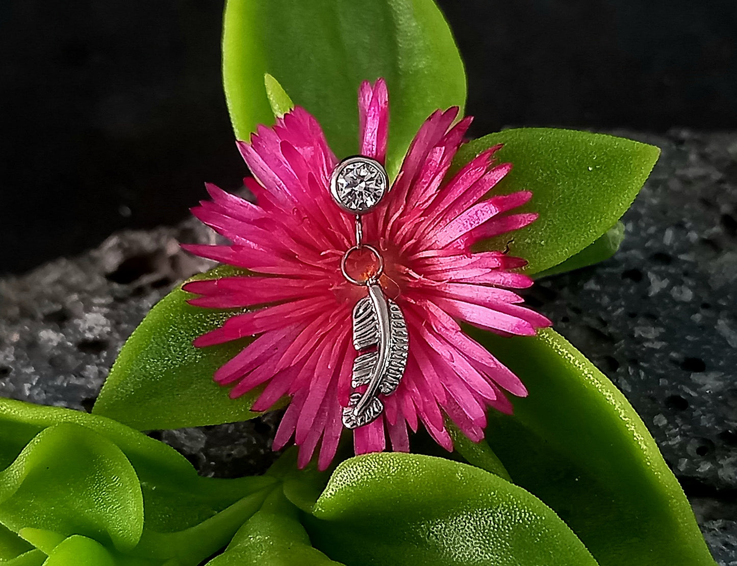 Colgante pluma - titanio grado implante ASTM F-136