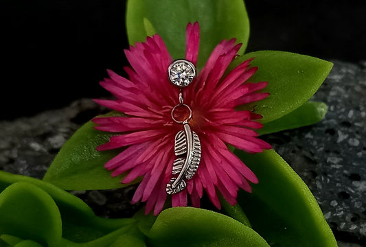 Colgante pluma - titanio grado implante ASTM F-136