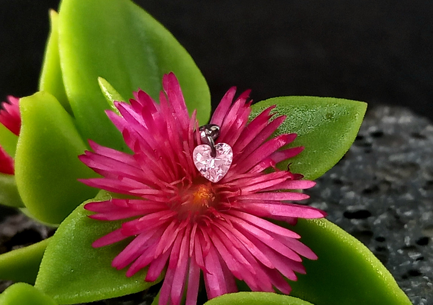 Titanio grado implante. Colgante corazon rosa