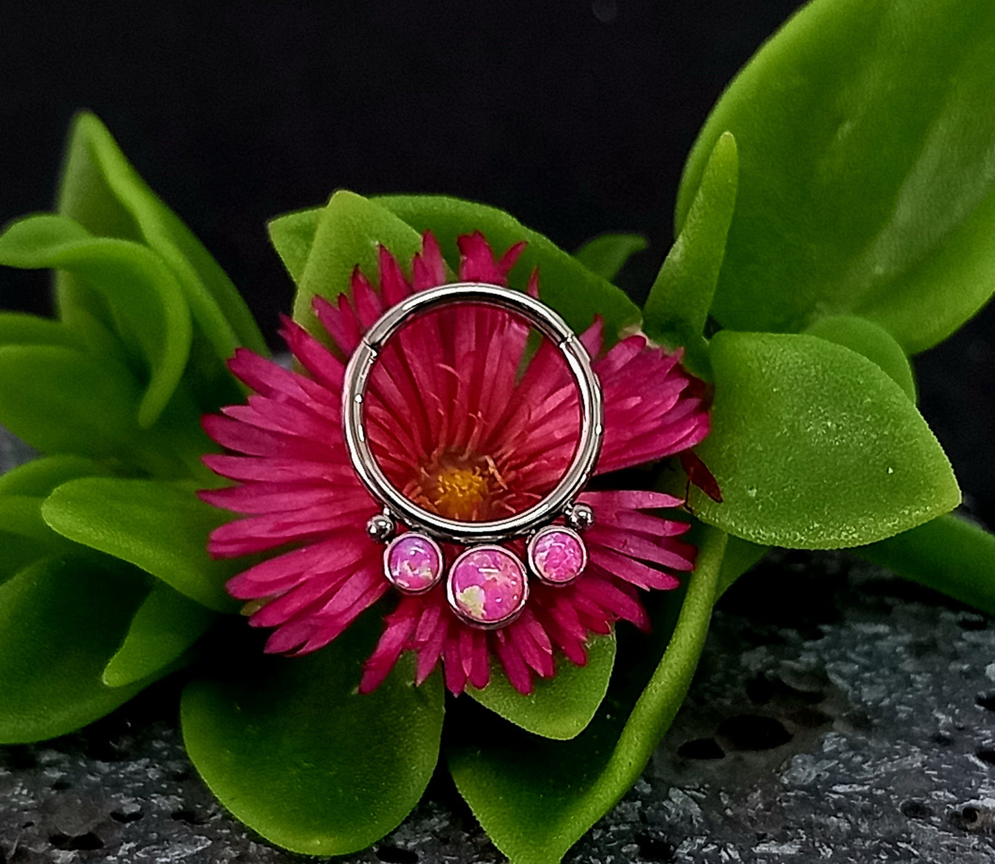 Titanio grado implante. Clicker triple opalo rosa