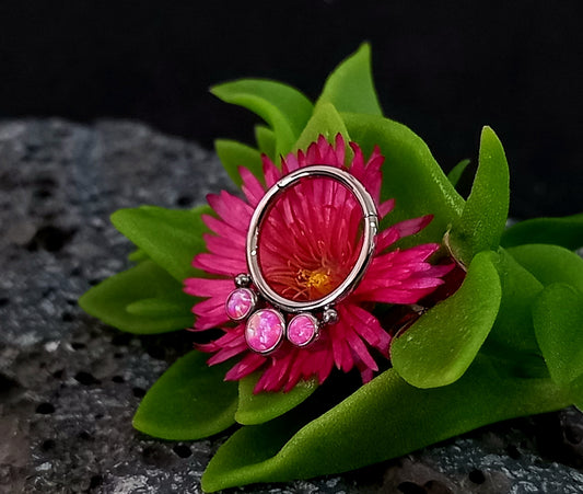 Titanio grado implante. Clicker triple opalo rosa
