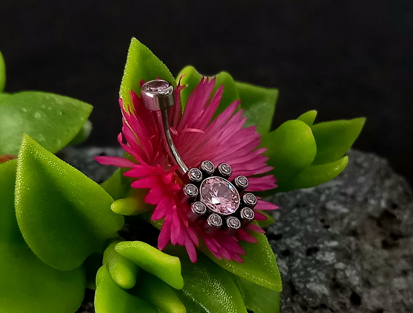 Titanio grado implante.. Navel flor 10 petalos rosa