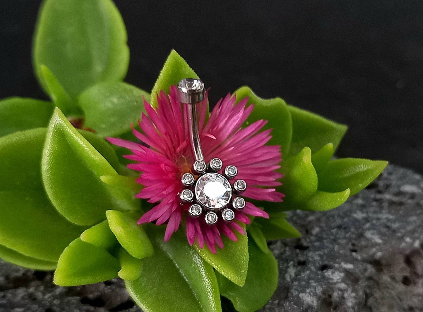 Titanio grado implante.. Navel flor 10 petalos clear