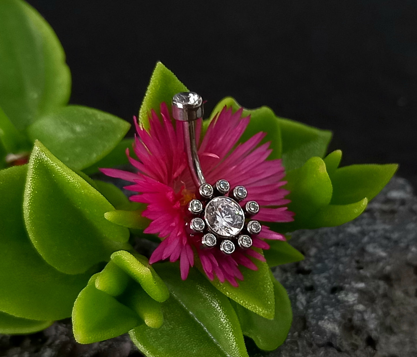 Titanio grado implante.. Navel flor 10 petalos clear