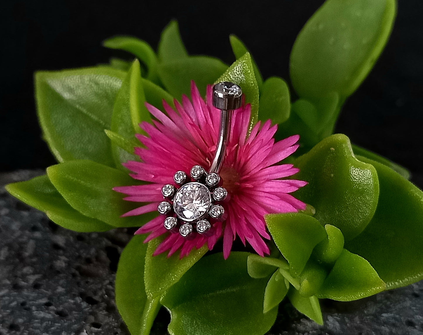 Titanio grado implante.. Navel flor 10 petalos clear