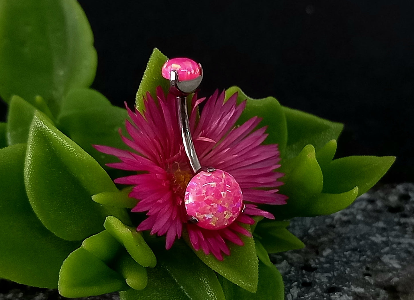 Titanio grado implante. Navel Opalo rosa