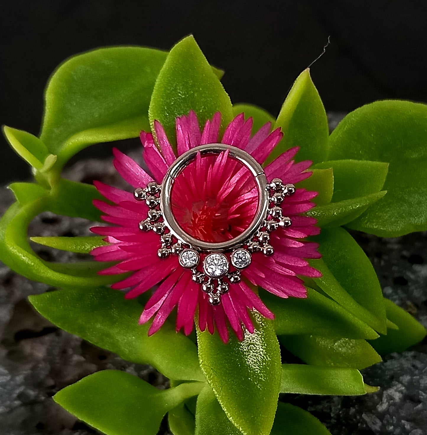 Titanio grado implante. Tres Bisel de Racimo Conjunto de cristal Swarovski