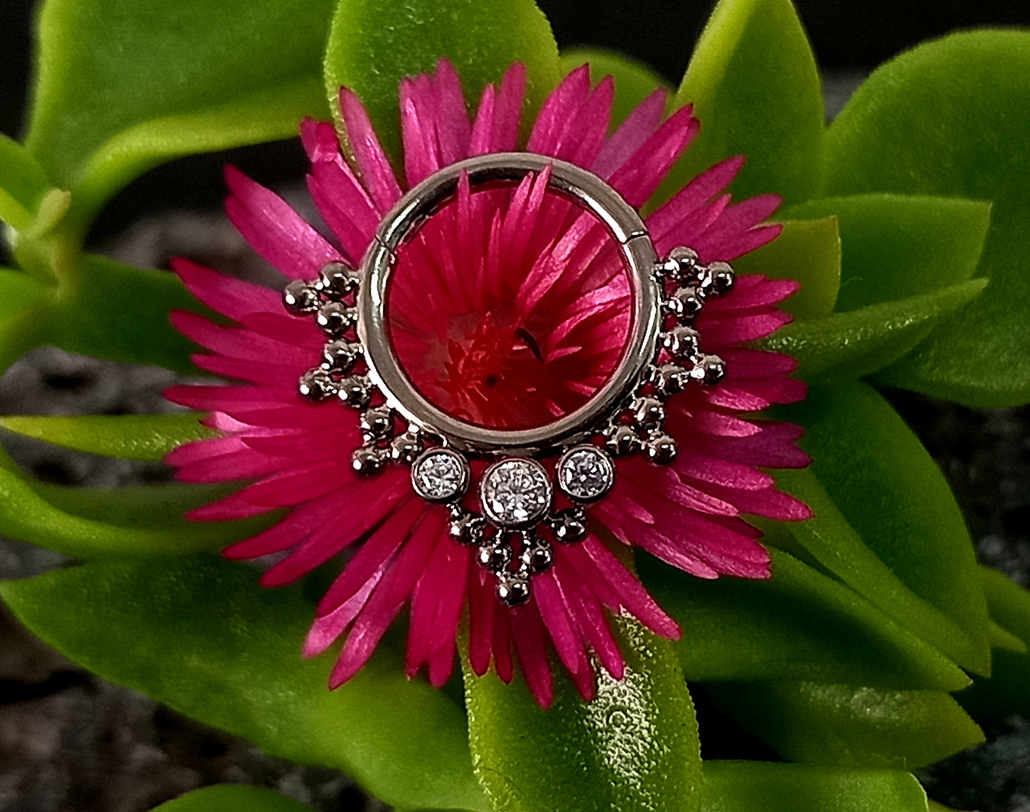 Titanio grado implante. Tres Bisel de Racimo Conjunto de cristal Swarovski