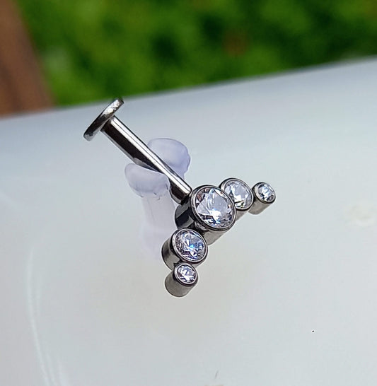 Media luna 5 cristales Invertido - titanio grado implante ASTM F-136