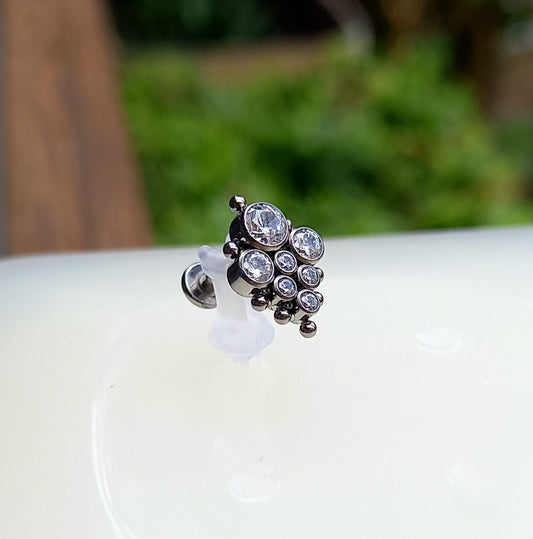 Racimo de zircon con cuentas - titanio grado implante ASTM F-136