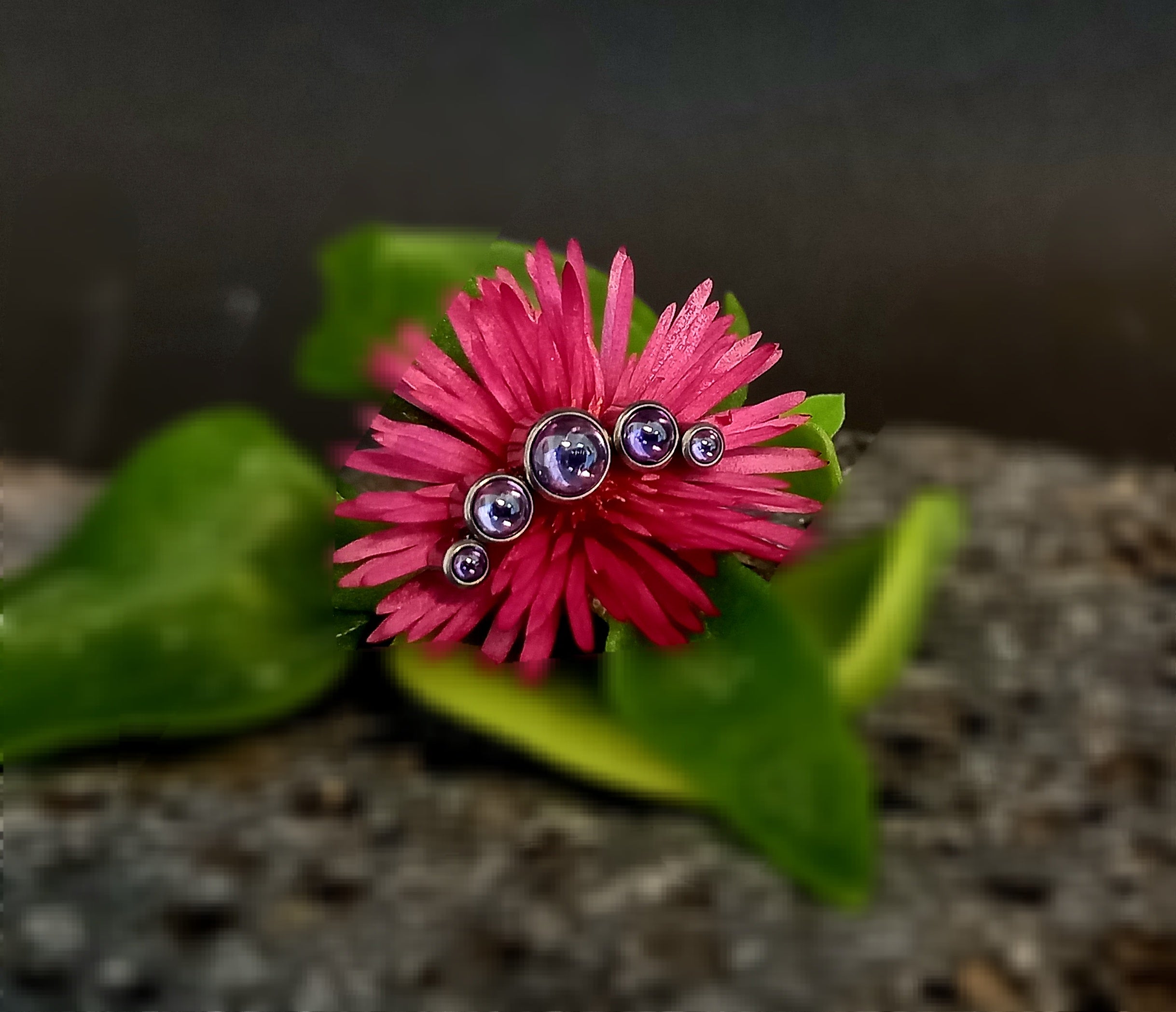 Media Luna 5 cristales amatista 14G - titanio grado implante ASTM F-136