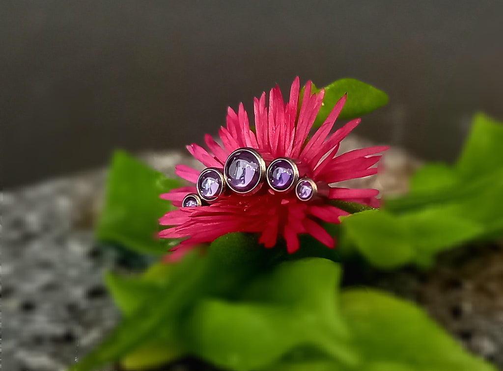 Media Luna 5 cristales amatista 14G - titanio grado implante ASTM F-136