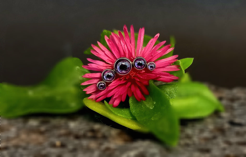 Media Luna 5 cristales amatista 14G - titanio grado implante ASTM F-136