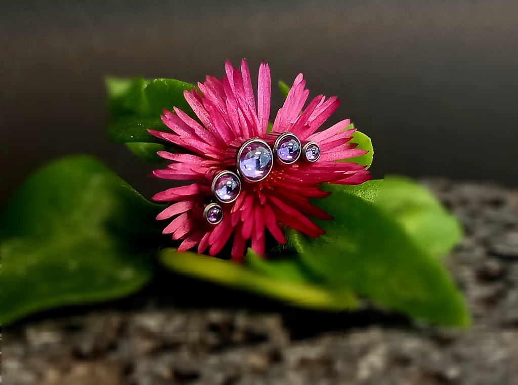 Media Luna 5 cristales amatista 14G - titanio grado implante ASTM F-136