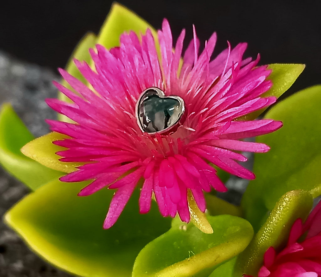 Top corazón piedra  agata musgo - titanio grado implante ASTM F-136