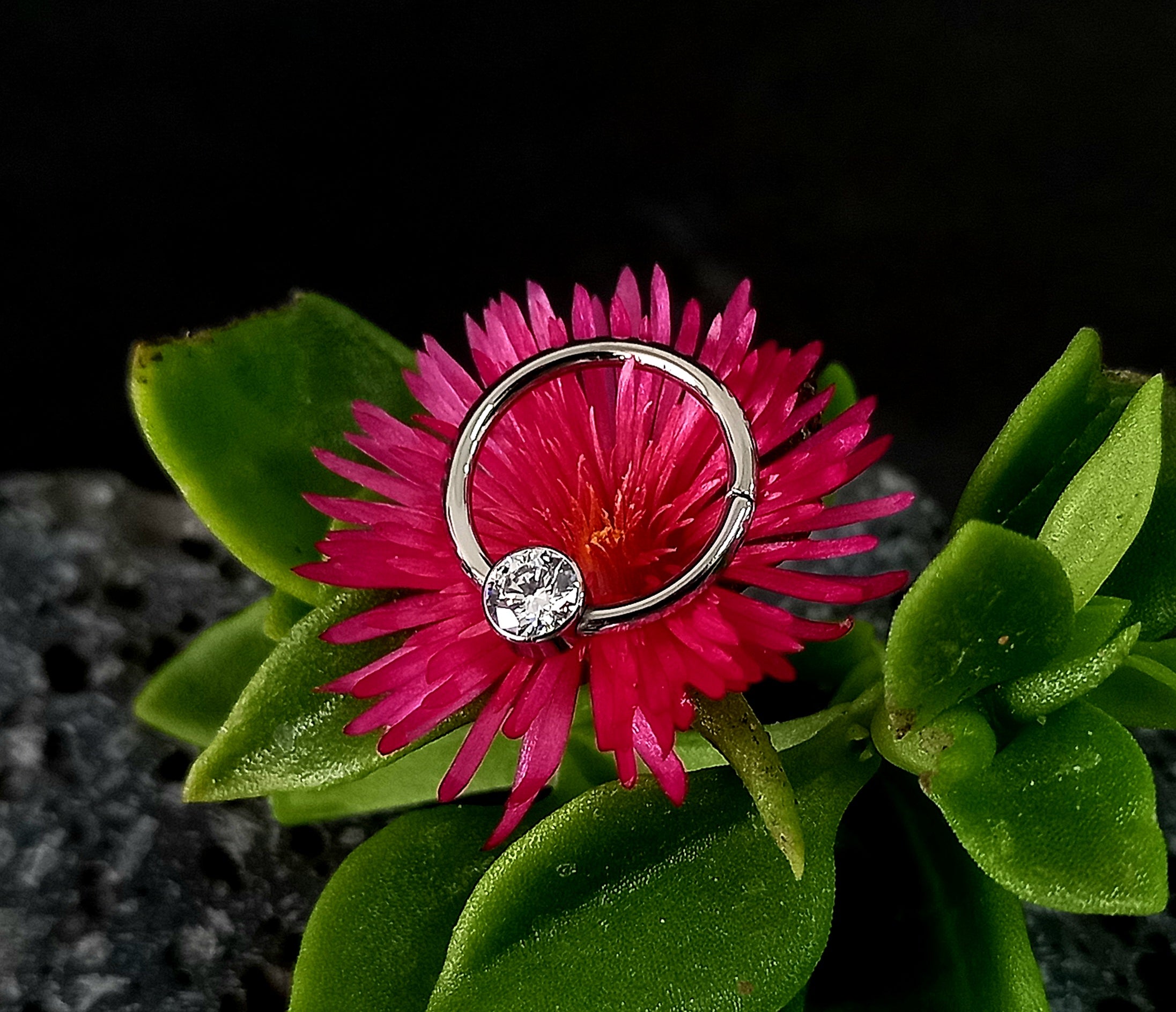 Argolla clicker brillo central clear