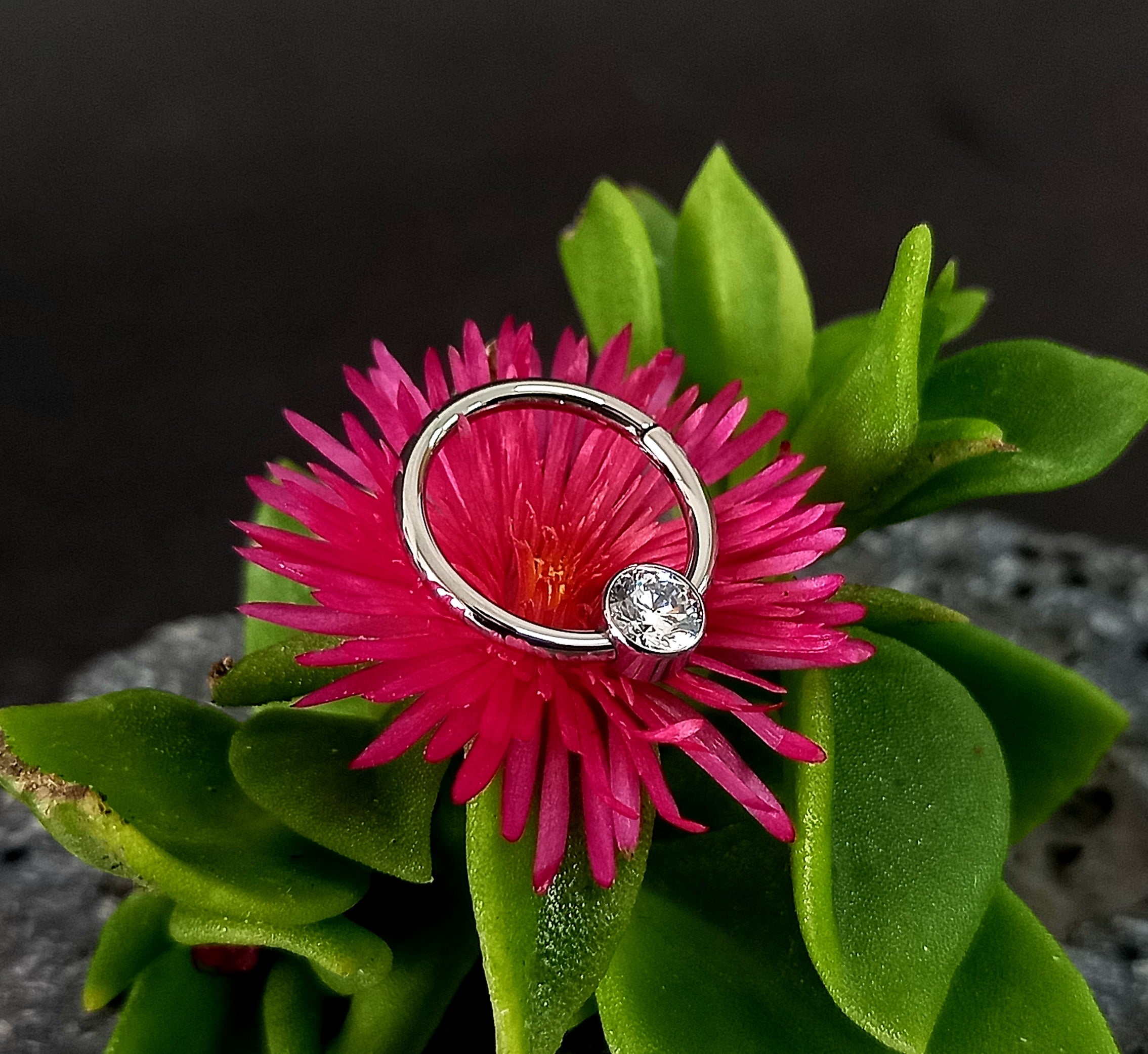 Argolla clicker brillo central clear