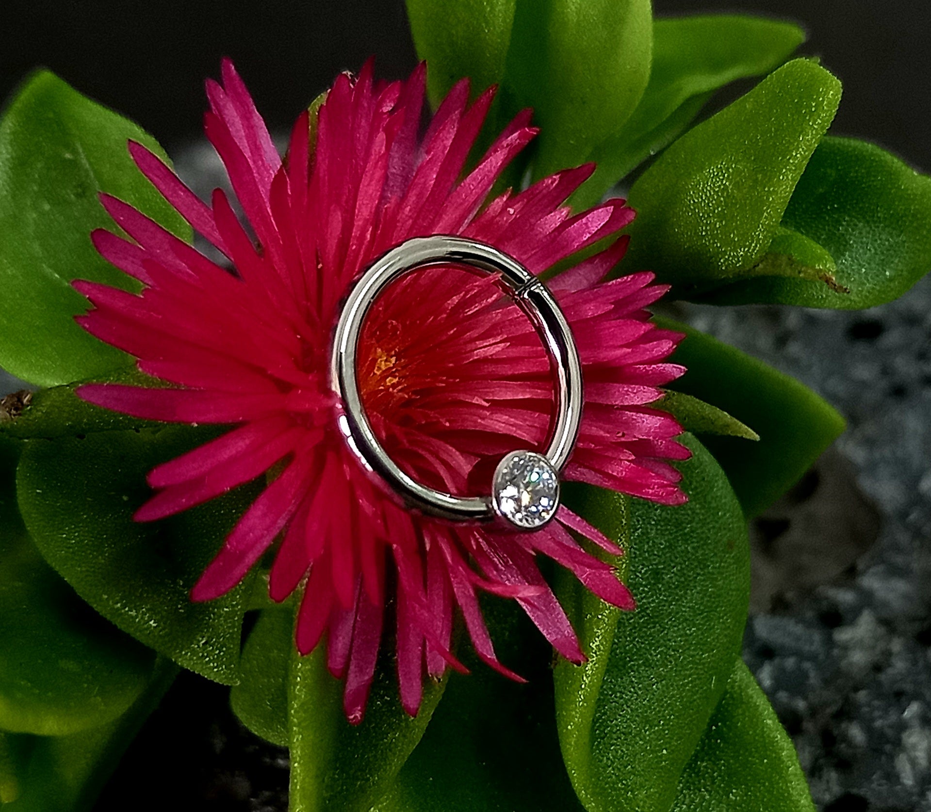 Argolla clicker brillo central clear