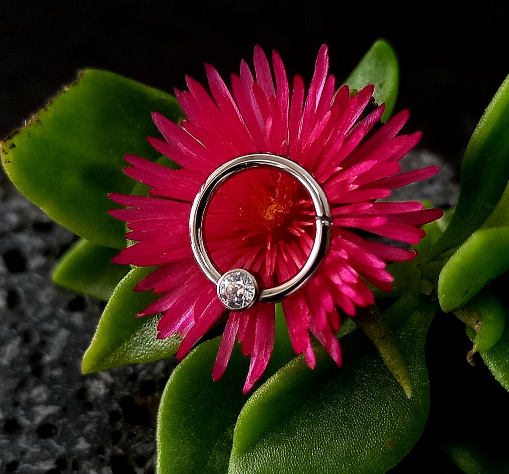 Argolla clicker brillo central clear