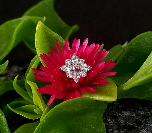 Titanio grado implante. Flor 4 petalos Clear