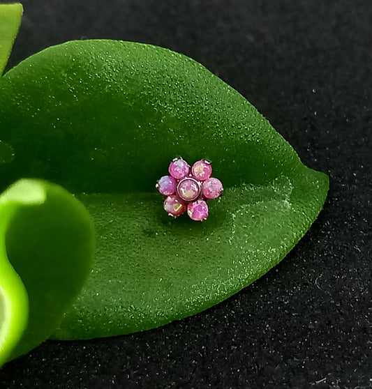 Titanio grado implante. Flor opalo rosa