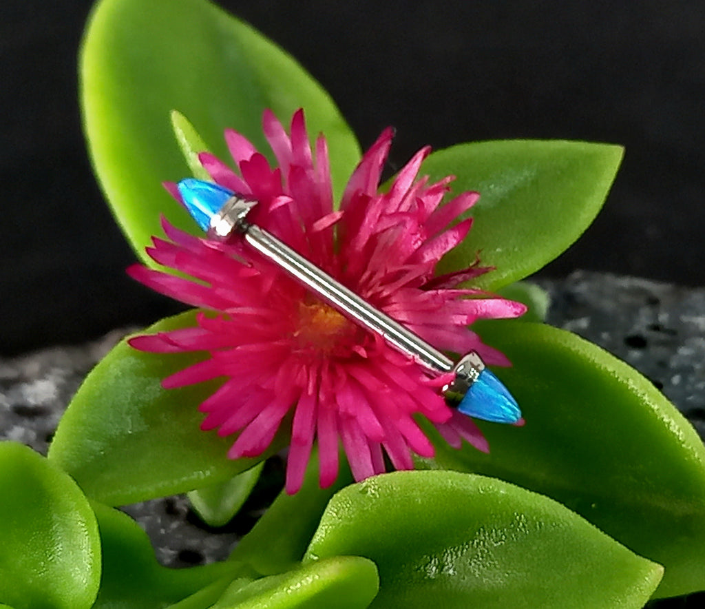 Nipple con punta Ópalo azul - titanio grado implante ASTM F-136