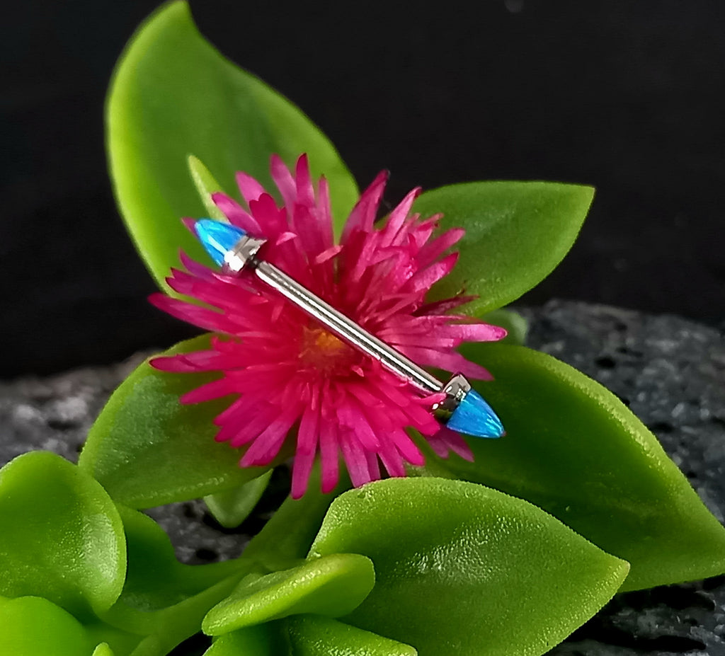 Nipple con punta Ópalo azul - titanio grado implante ASTM F-136