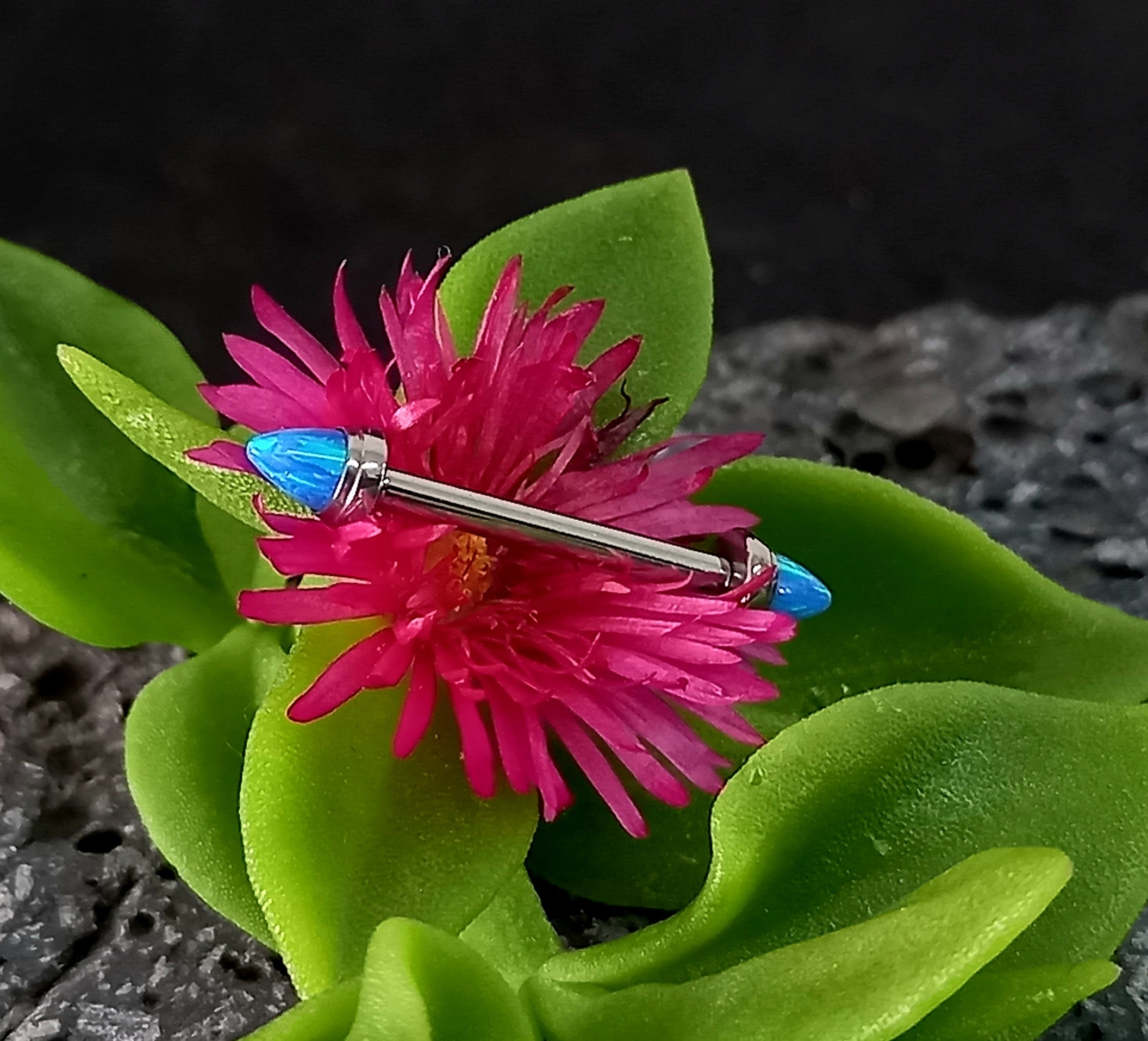 Nipple con punta Ópalo azul - titanio grado implante ASTM F-136