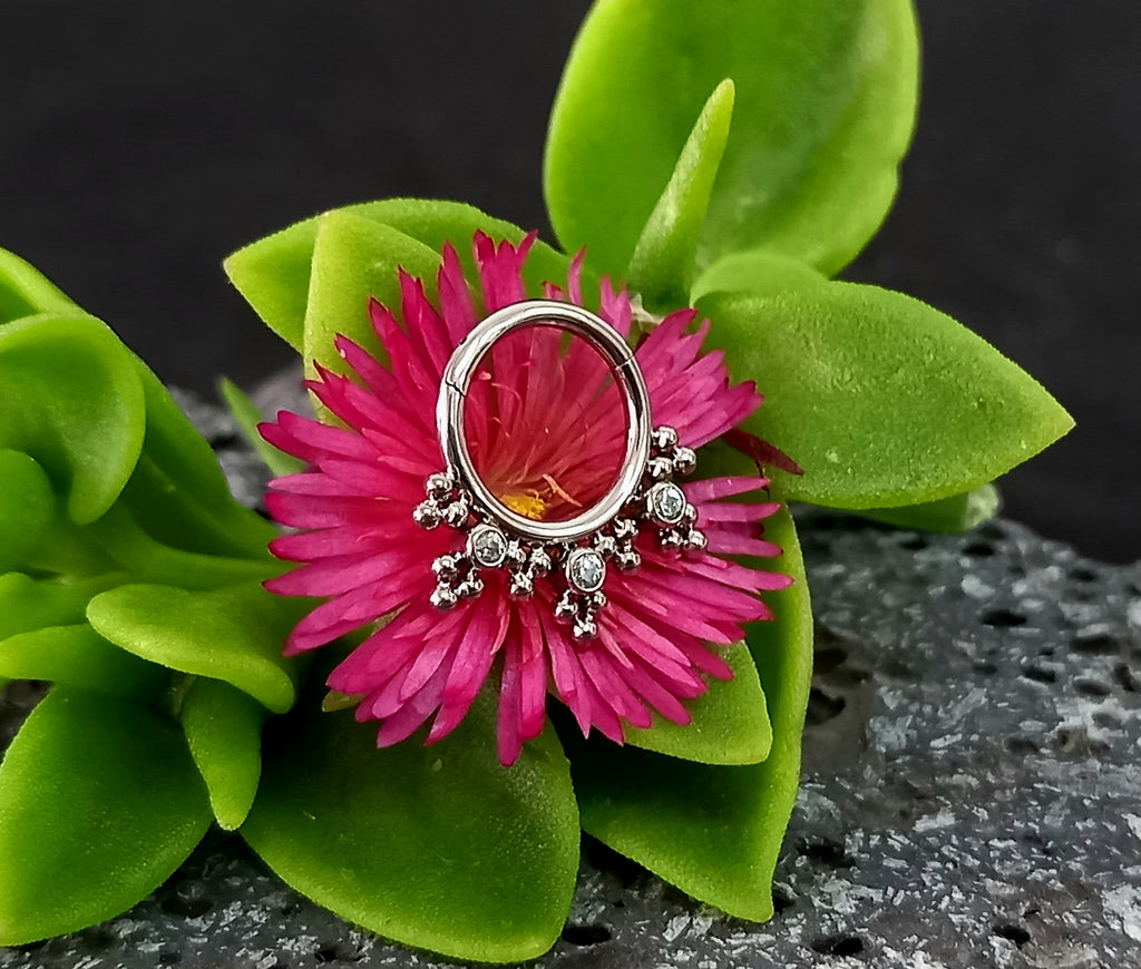 Argolla clicker brillos con racimos trinity