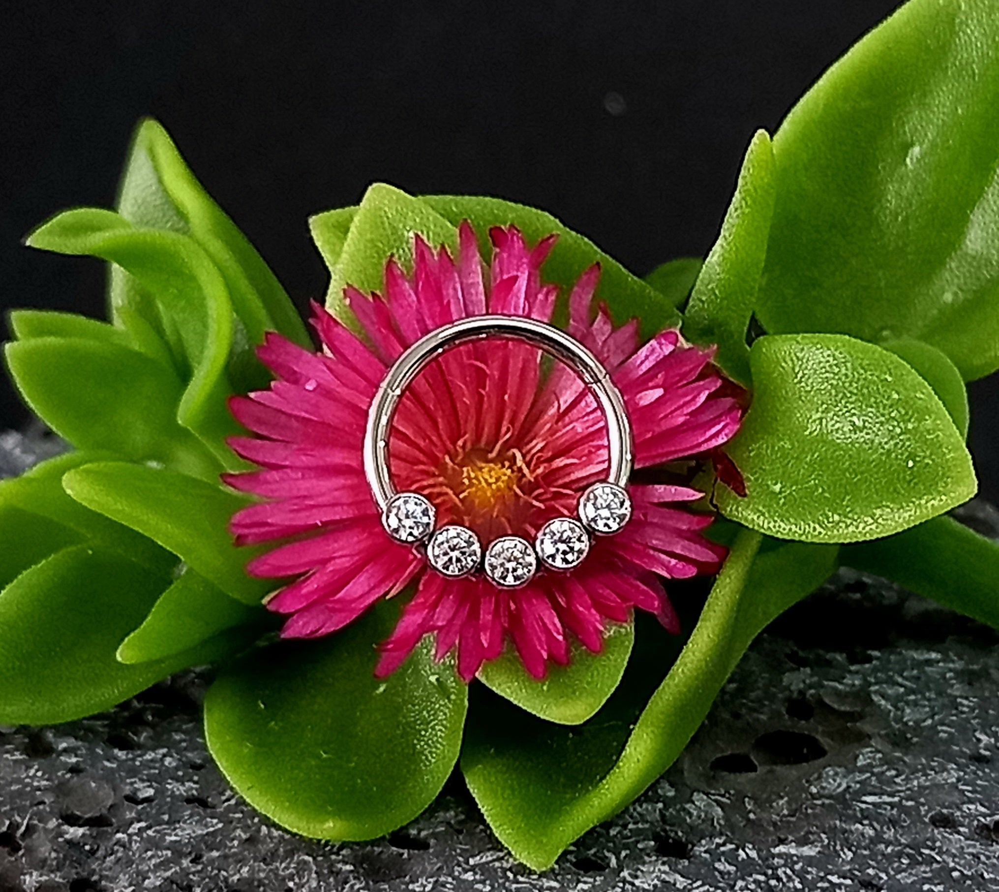 Argolla clicker con cinco Cz clear