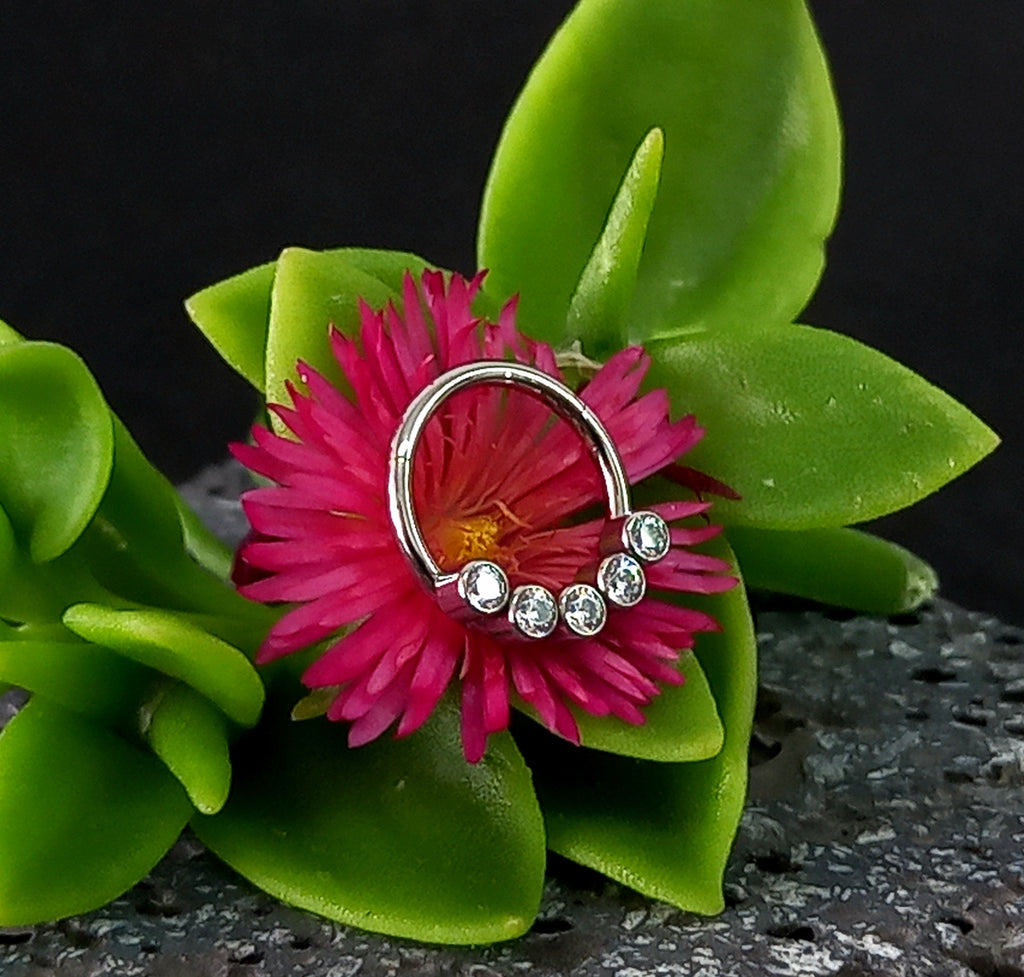 Argolla clicker con cinco Cz clear