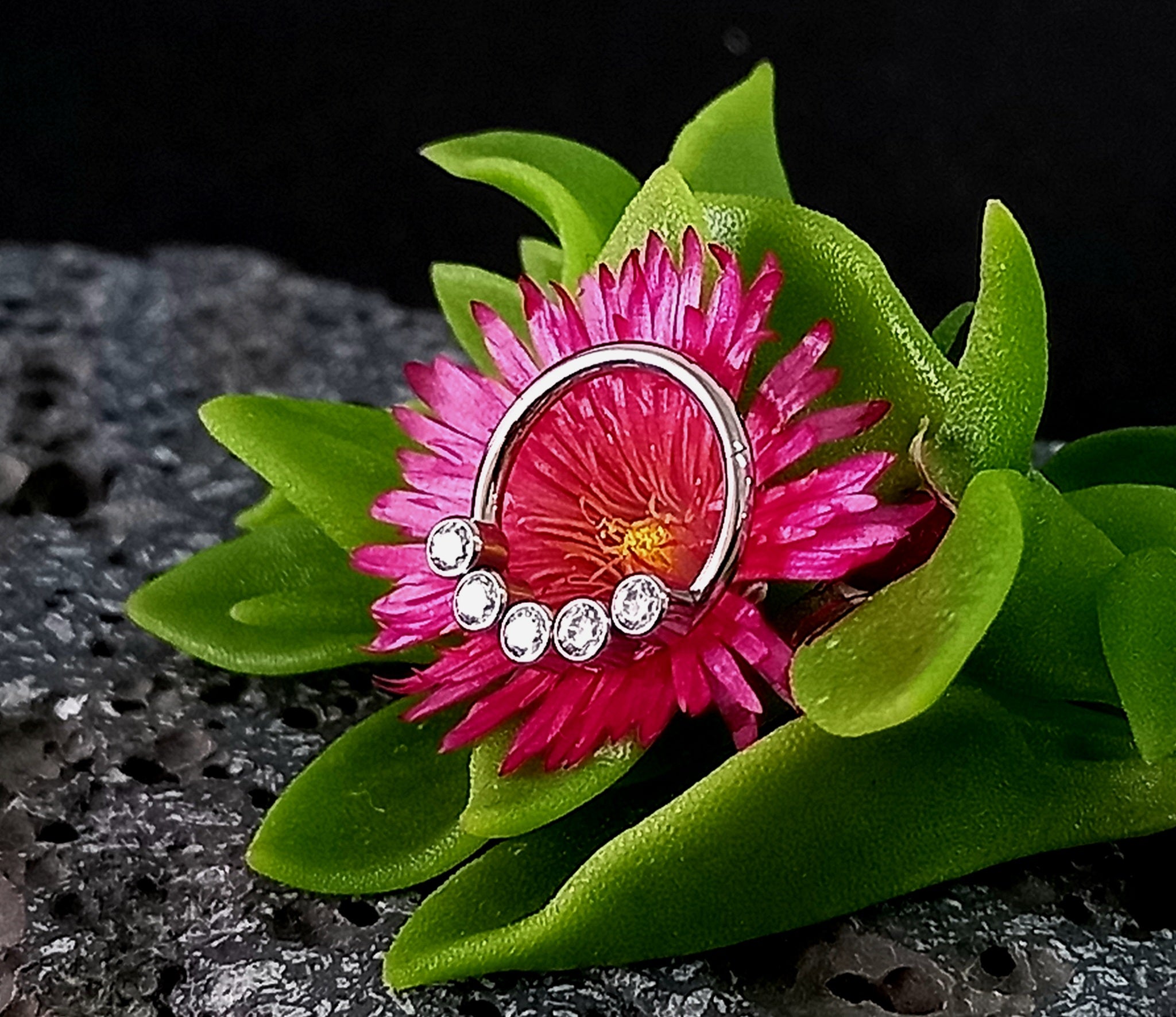 Argolla clicker con cinco Cz clear