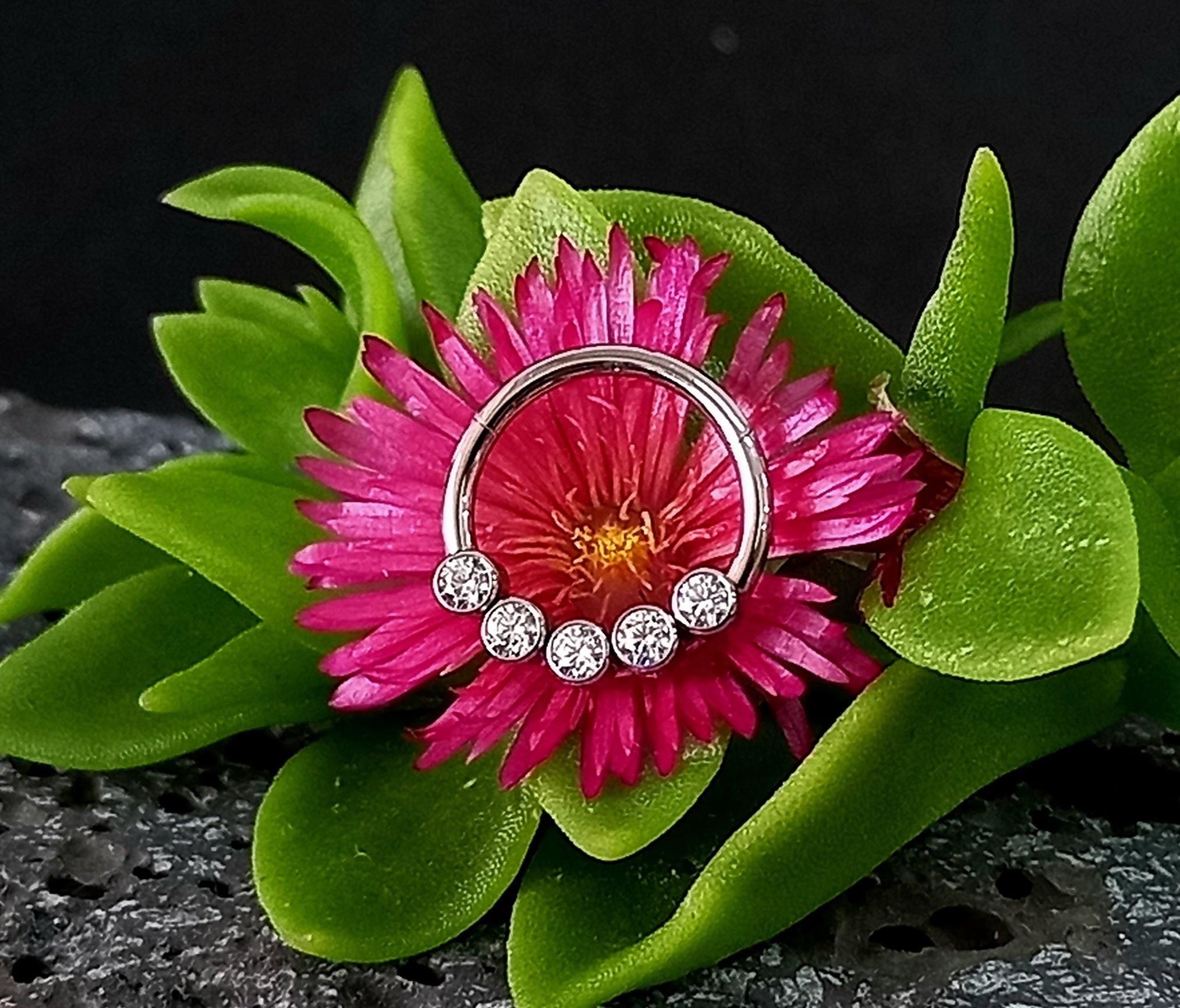 Argolla clicker con cinco Cz clear