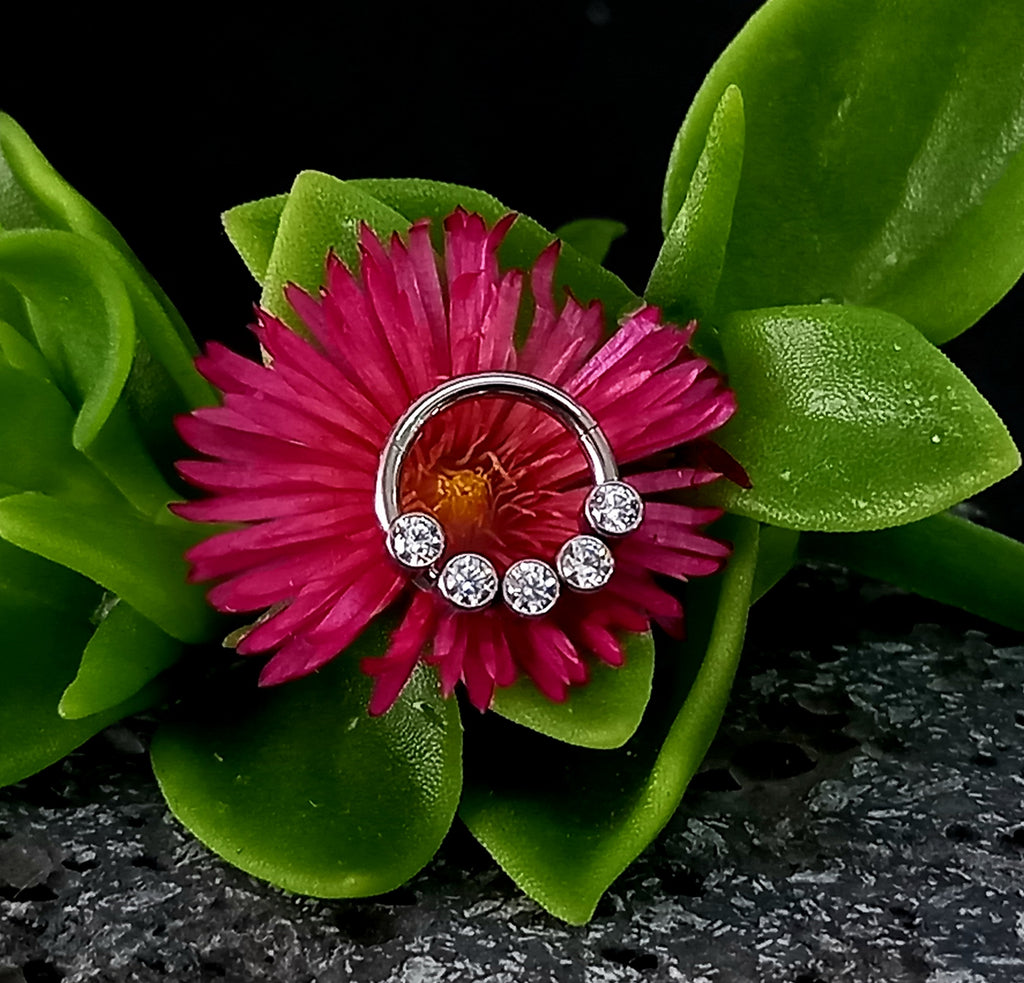 Argolla clicker con cinco Cz clear