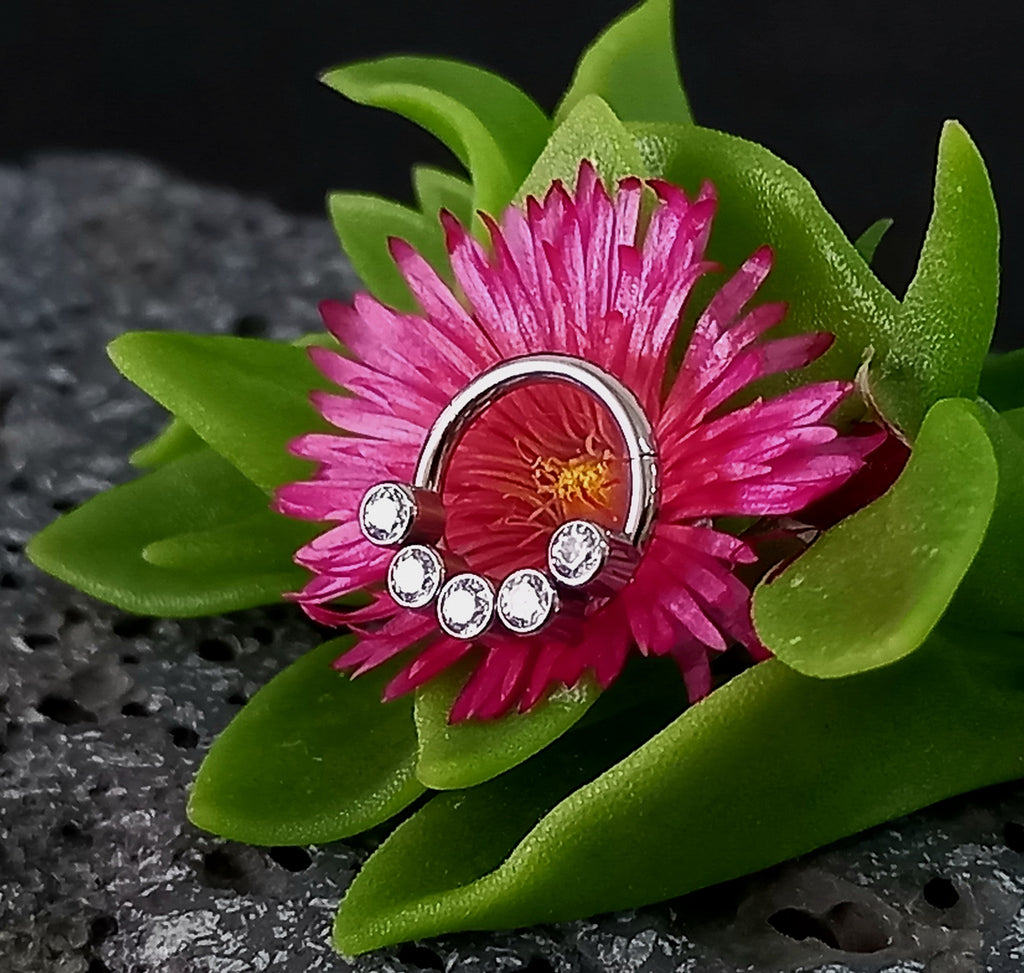 Argolla clicker con cinco Cz clear