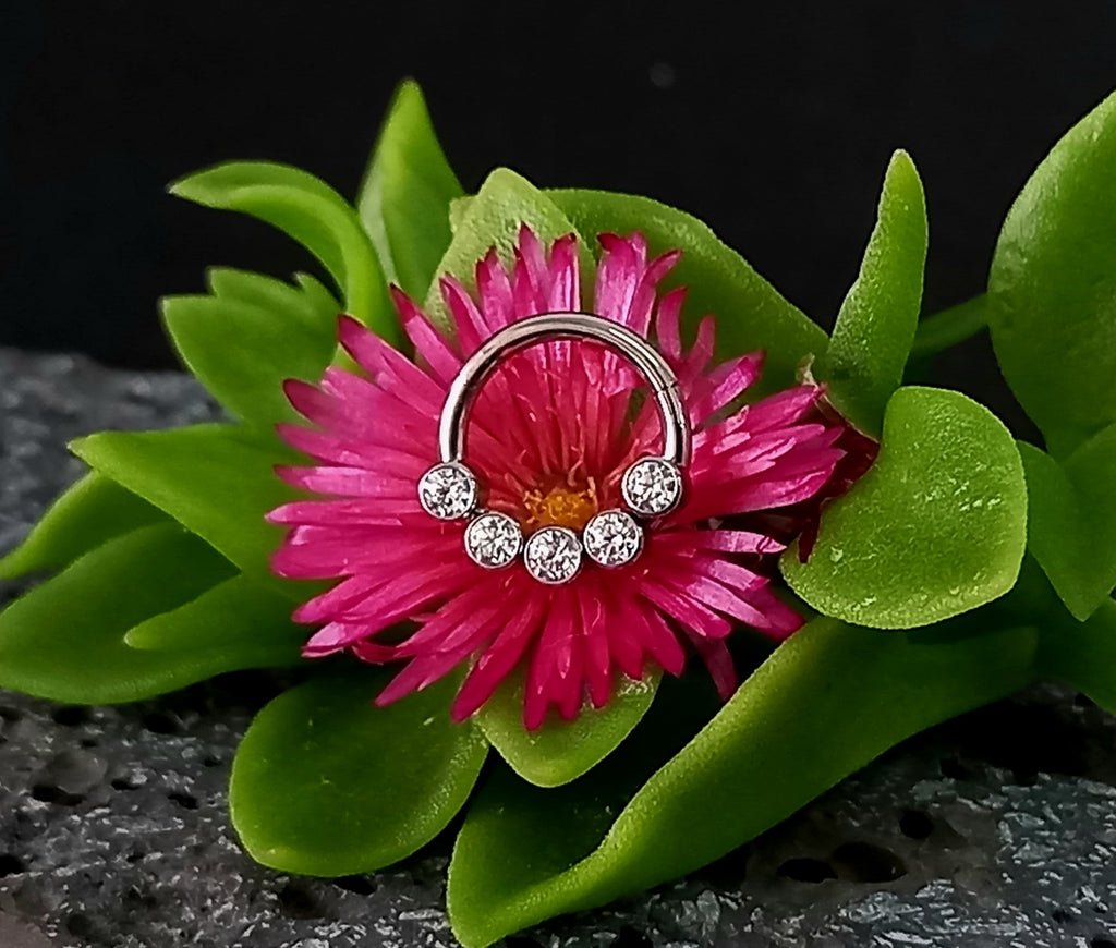 Argolla clicker con cinco Cz clear