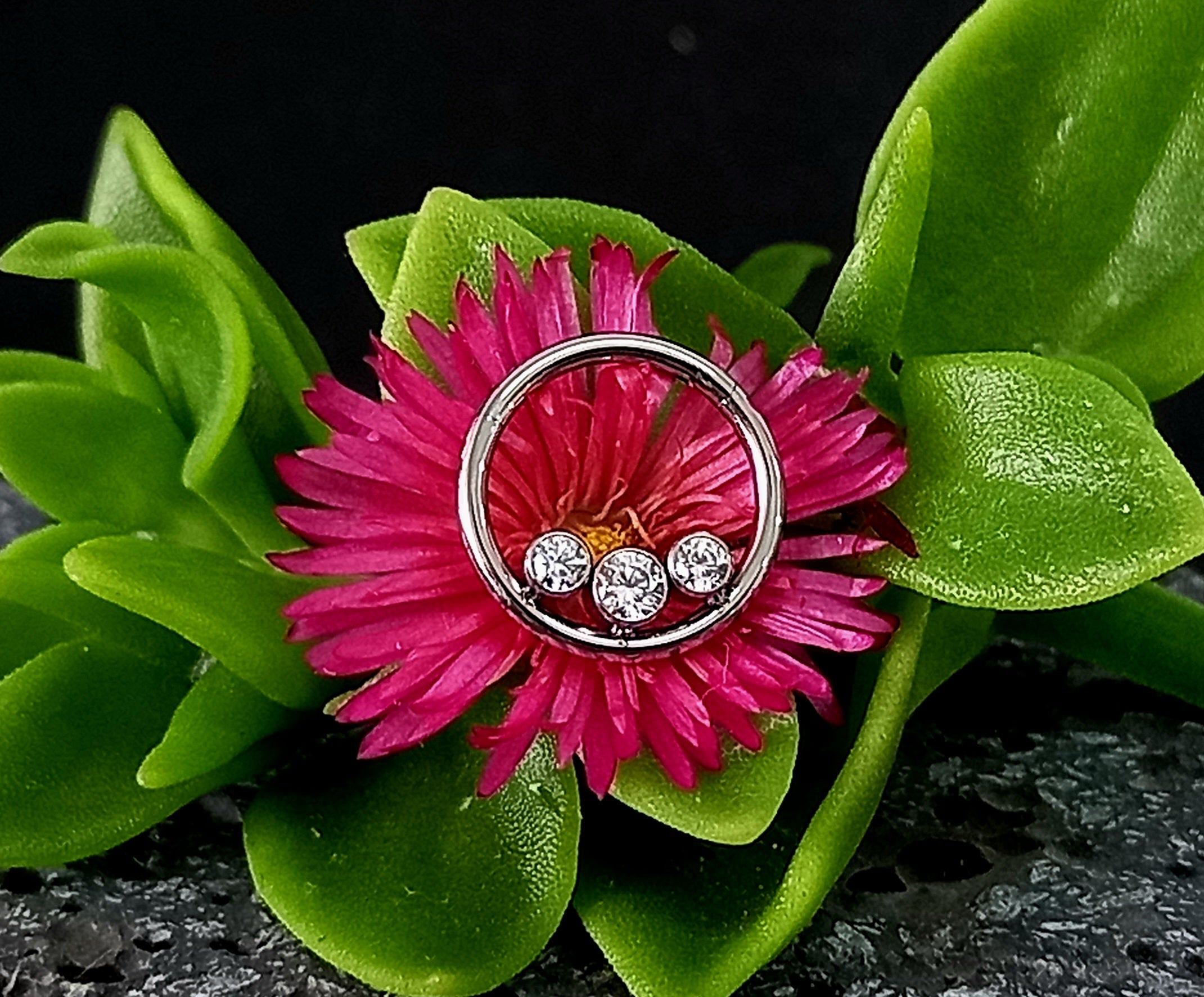 Argolla clicker triple brillo interno