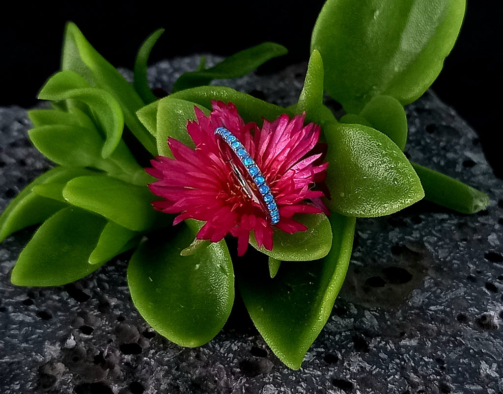 Argolla clicker ópalo lateral azul