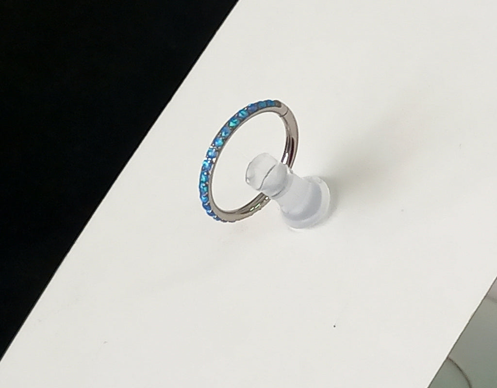 Argolla clicker ópalo lateral azul