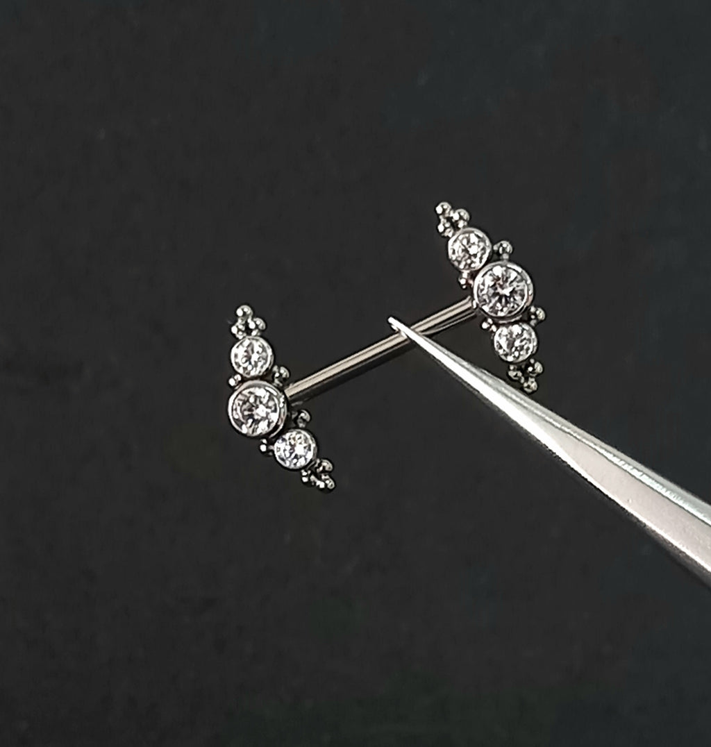 Nipple media luna tres cristal - titanio grado implante ASTM F-136