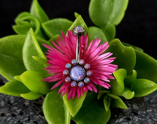 Titanio grado implante.. Navel flor 10 petalos oplao purpura
