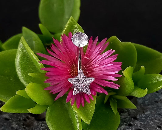Titanio grado implante. Navel CZ  estrella clear