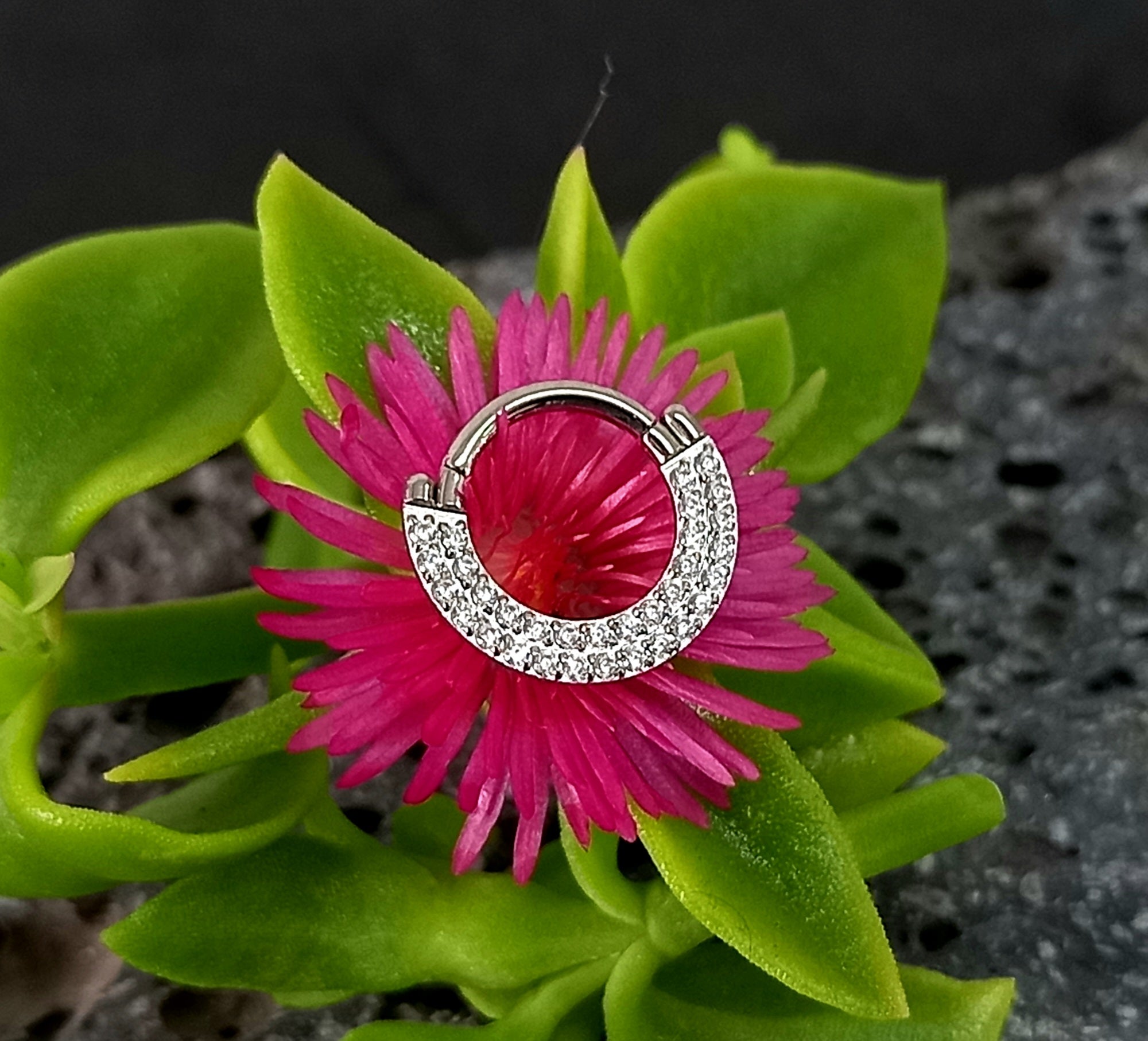 Argolla clicker doble brillo frontal clear