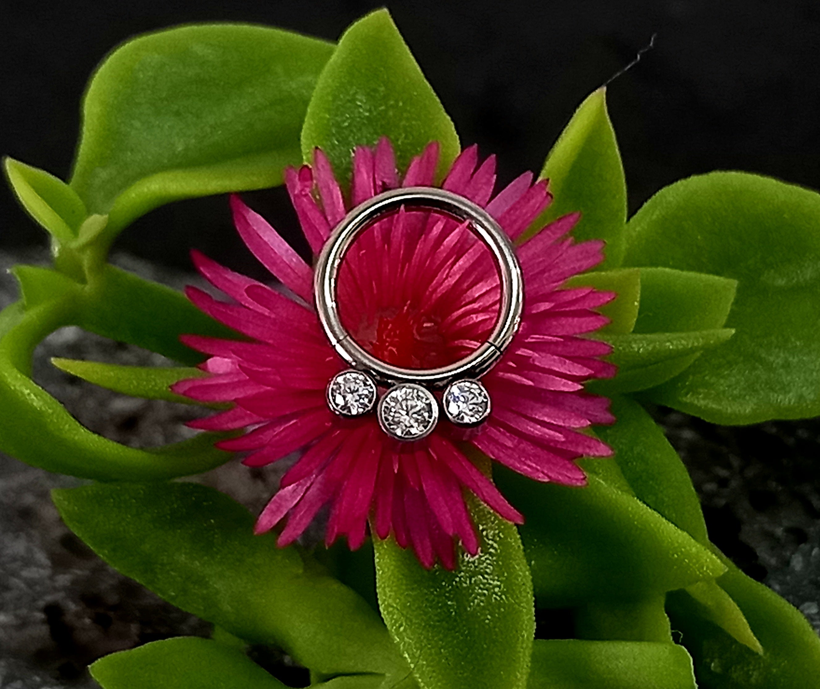 Argolla clicker con 3 cristal Swarovski