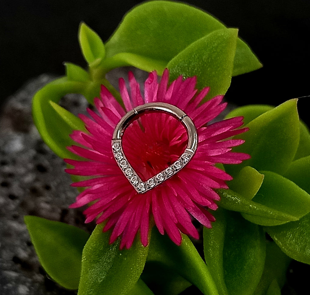 Argolla clicker gota con brillos