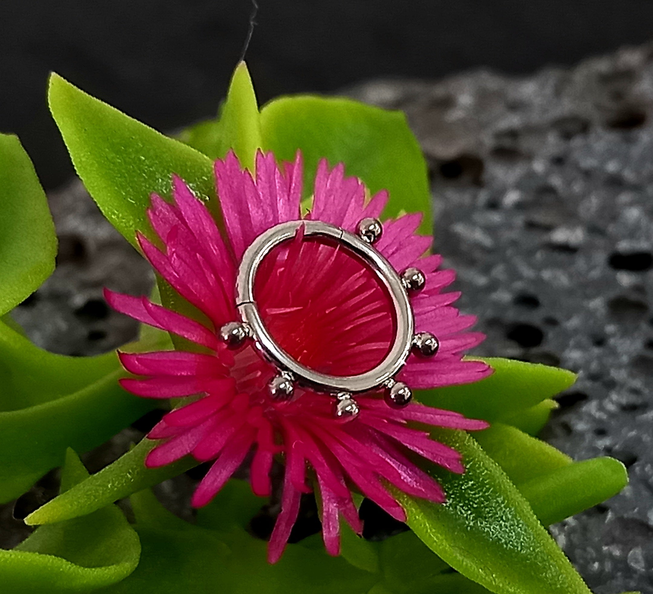 Argolla clicker 7 cuentas decorativas exteriores