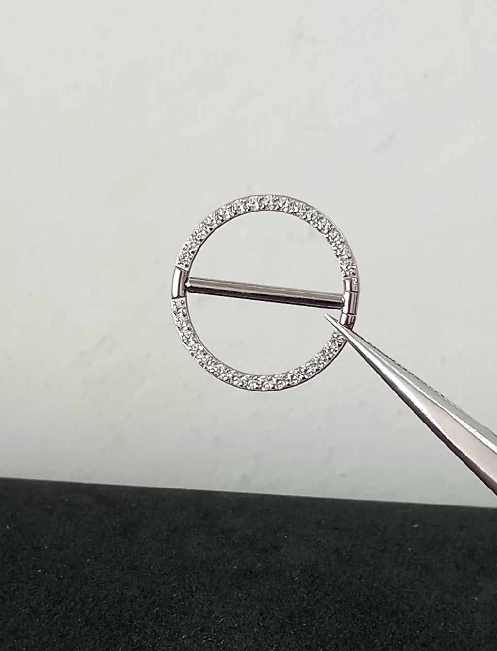 Nipple argolla con brillo clear - titanio grado implante ASTM F-136