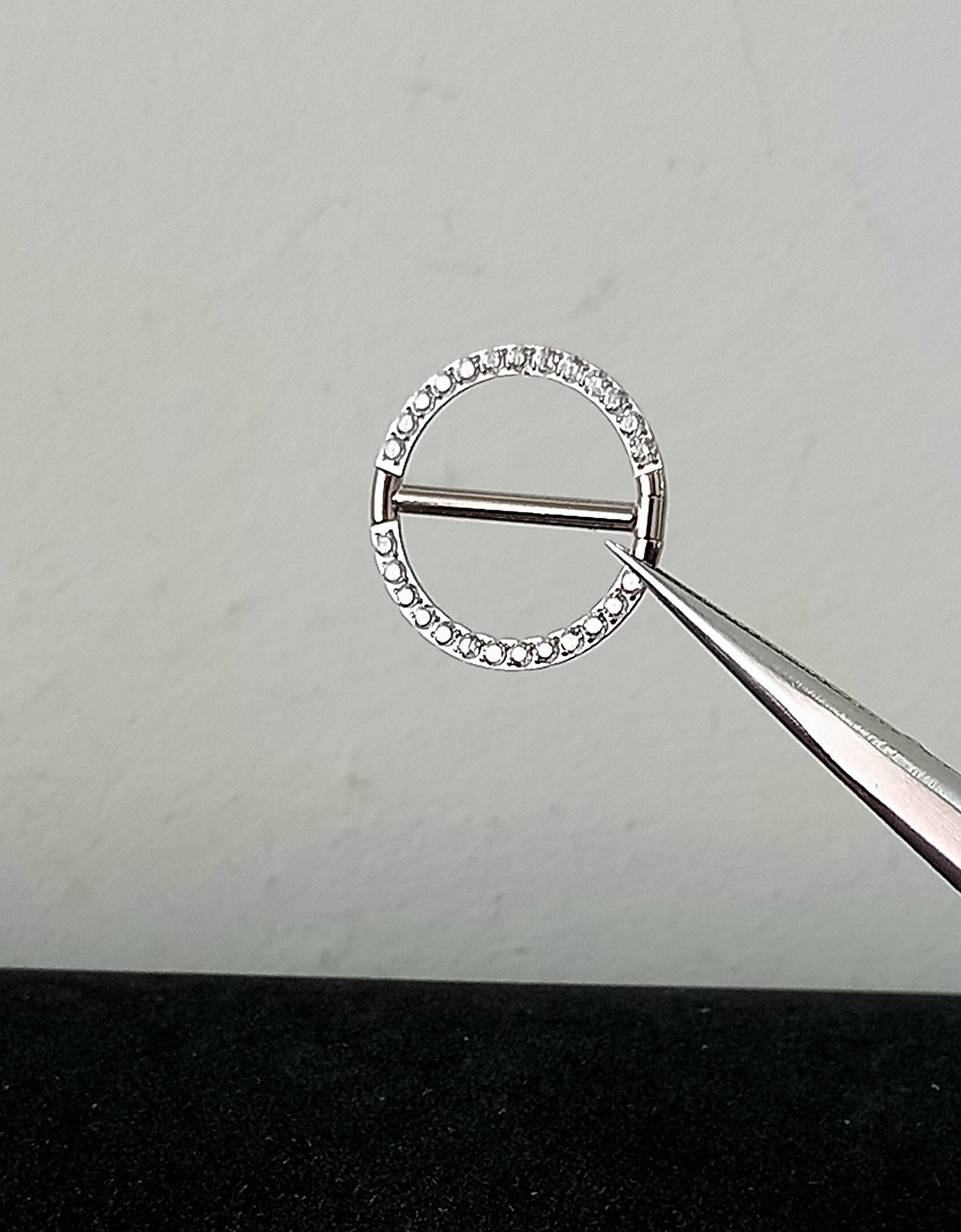 Nipple argolla con brillo clear - titanio grado implante ASTM F-136